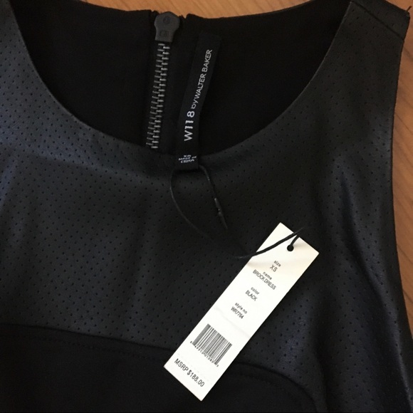 NWT Walter Baker Brock Faux Leather Detail Scuba Dress - Picture 3 of 4